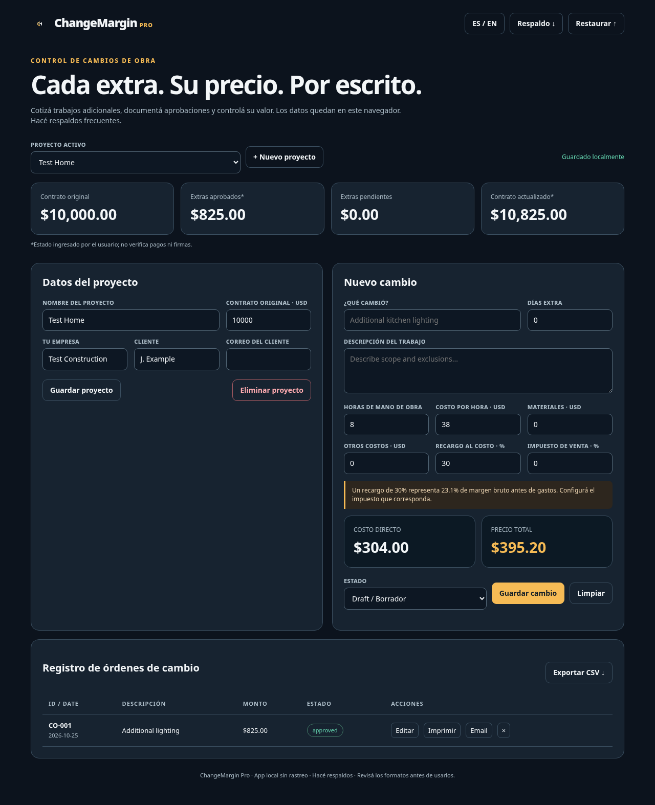 ChangeMargin Pro app screen (preview image)
